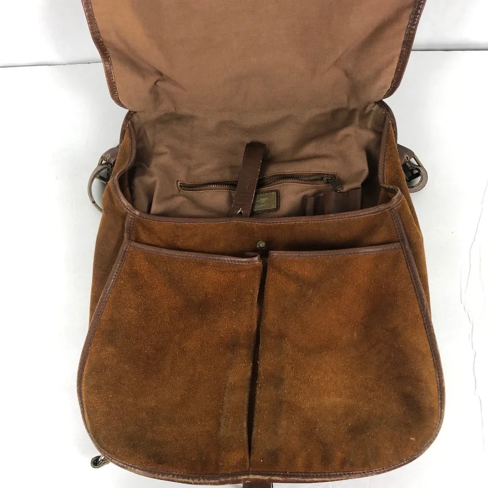 Vintage EXP Depuis 1981‎ Brown Suede Leather Backpack Convertible Messenger Bag